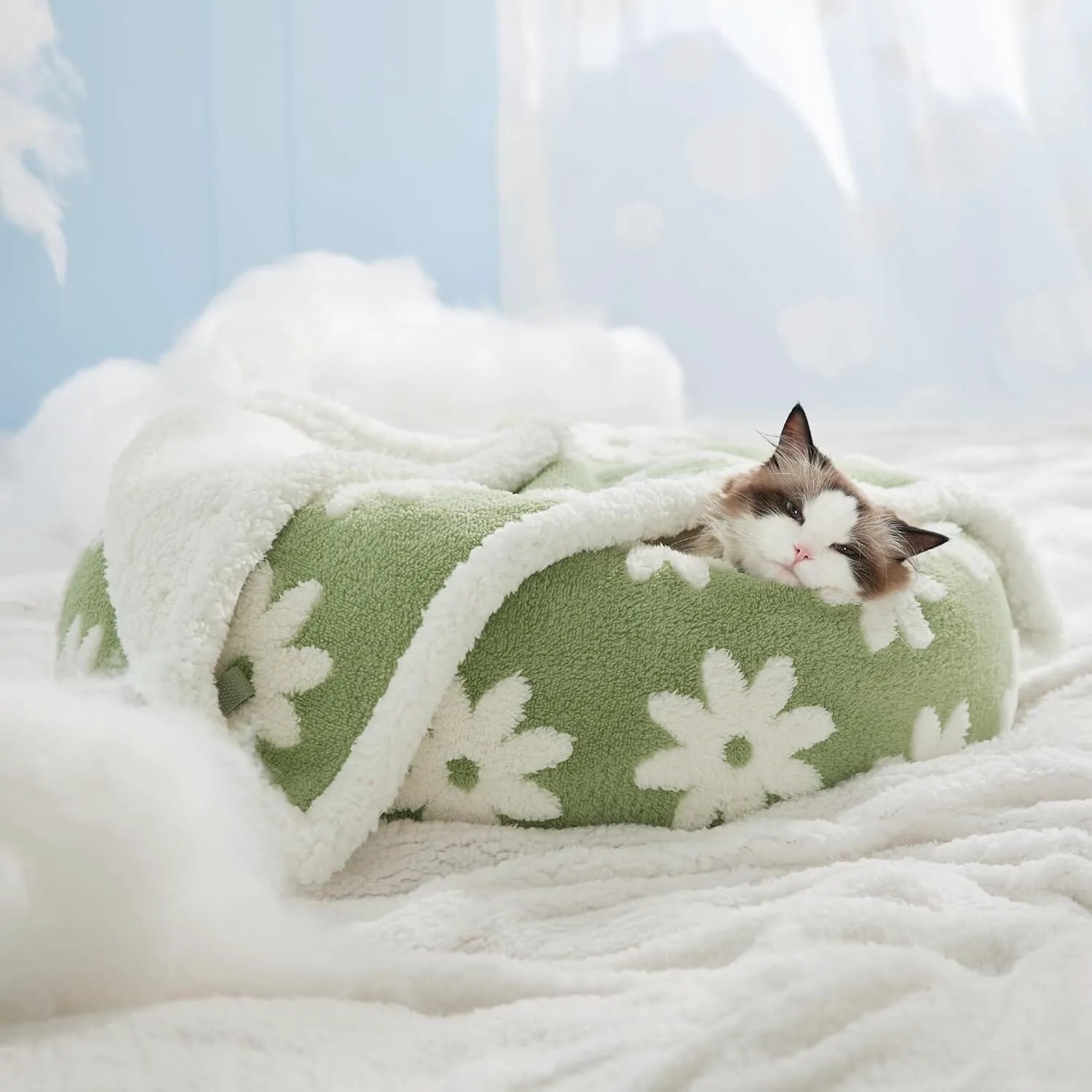 Lesure Calming Donut Bed & Blanket for Dogs and Cats