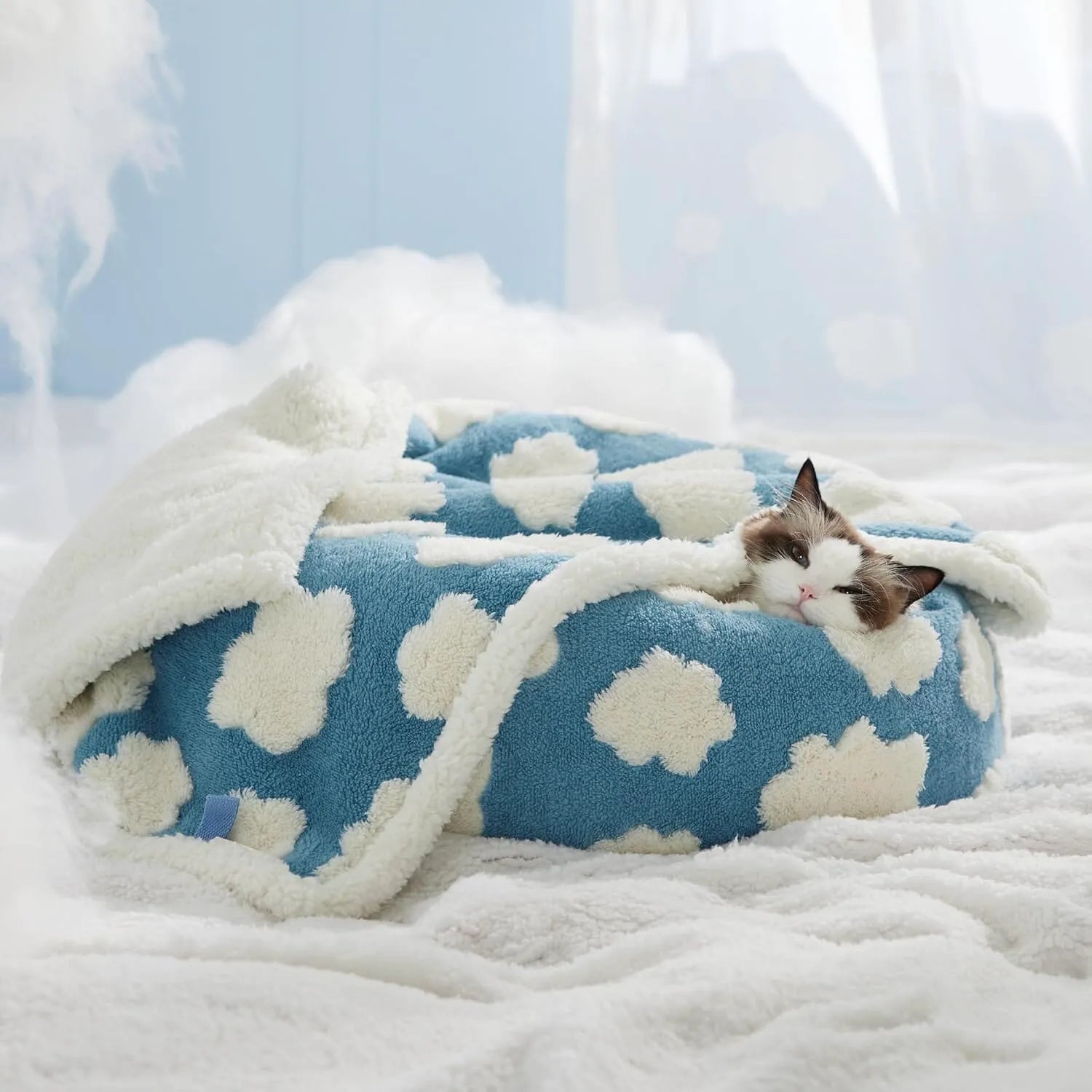Lesure Calming Donut Bed & Blanket for Dogs and Cats