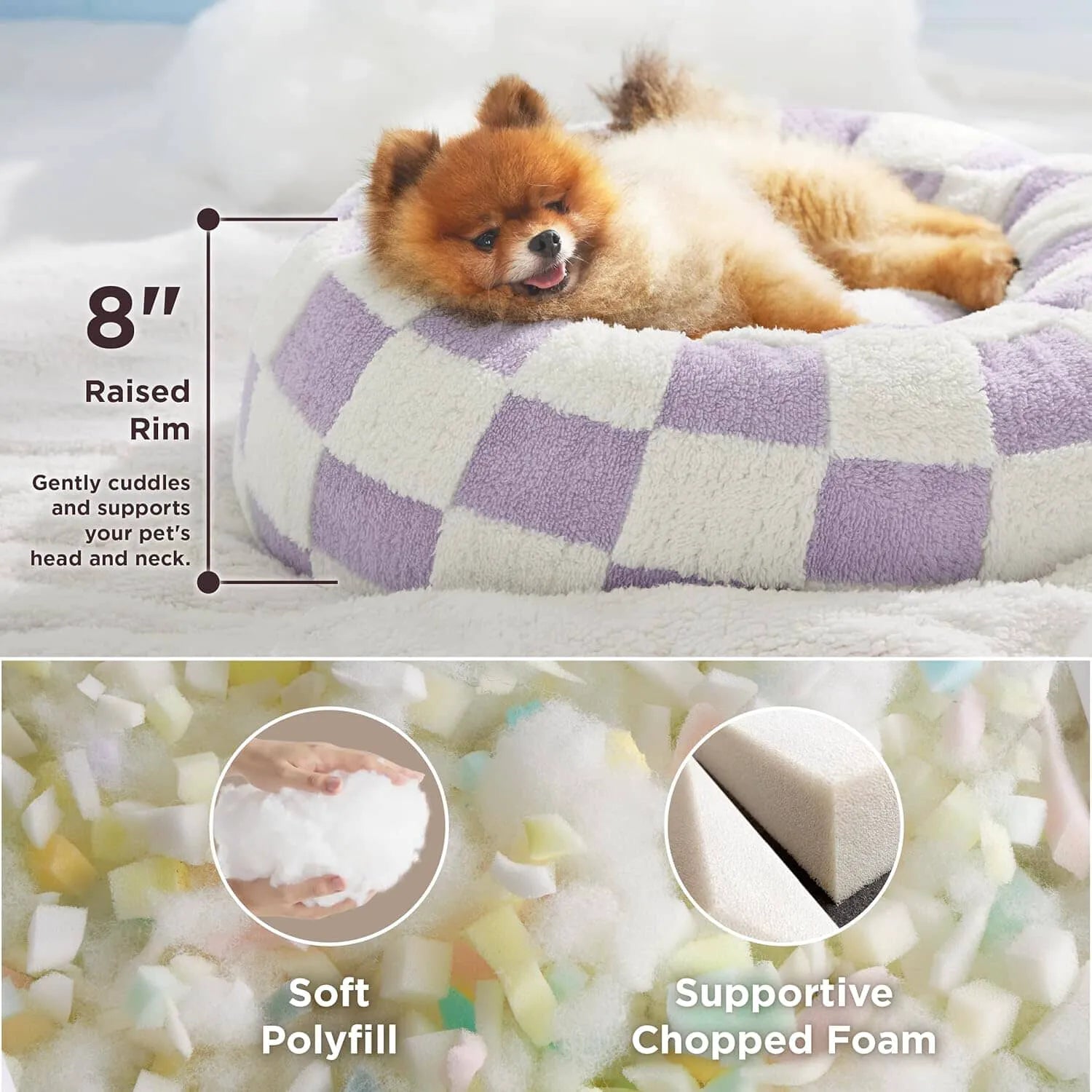 Lesure Calming Donut Bed & Blanket for Dogs and Cats
