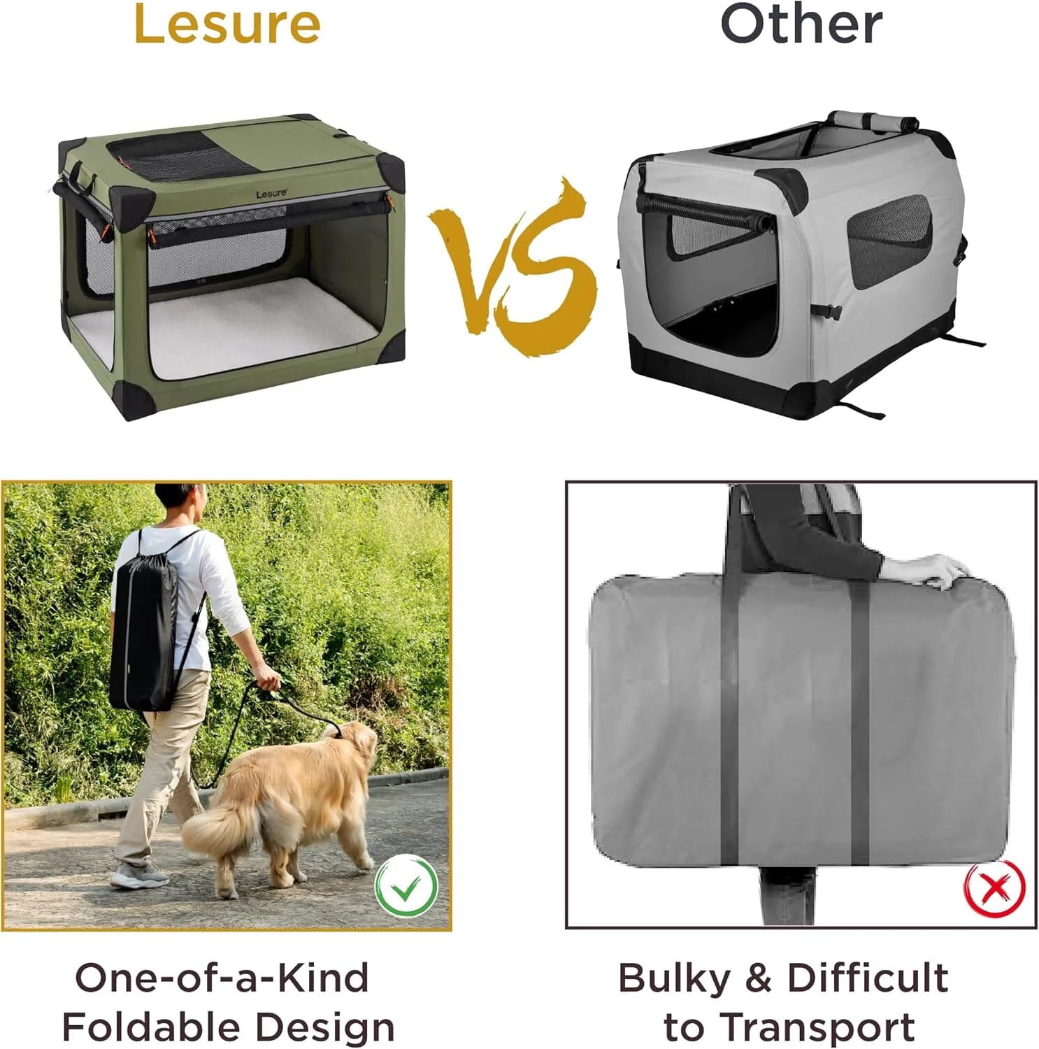 Lesure Soft Collapsible Dog Crate