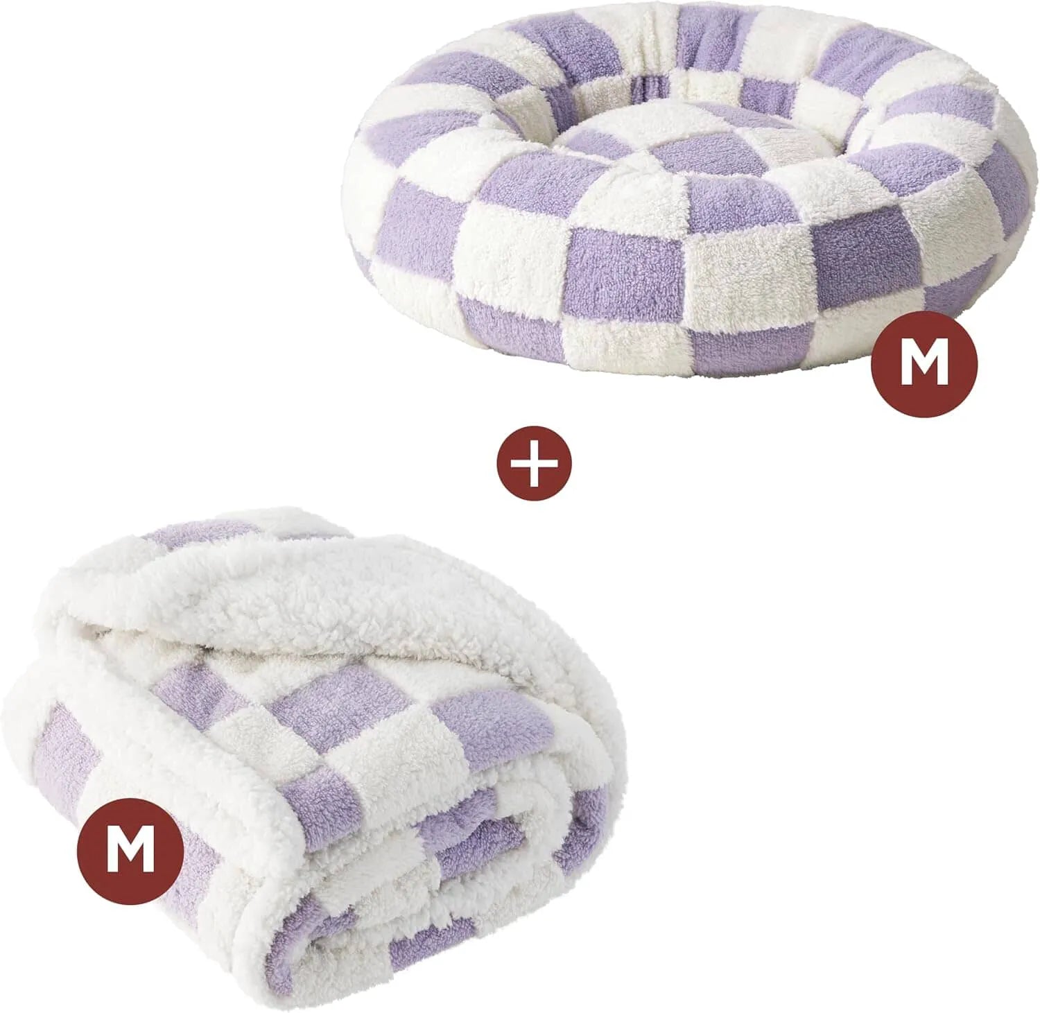 Lesure Calming Donut Bed & Blanket for Dogs and Cats
