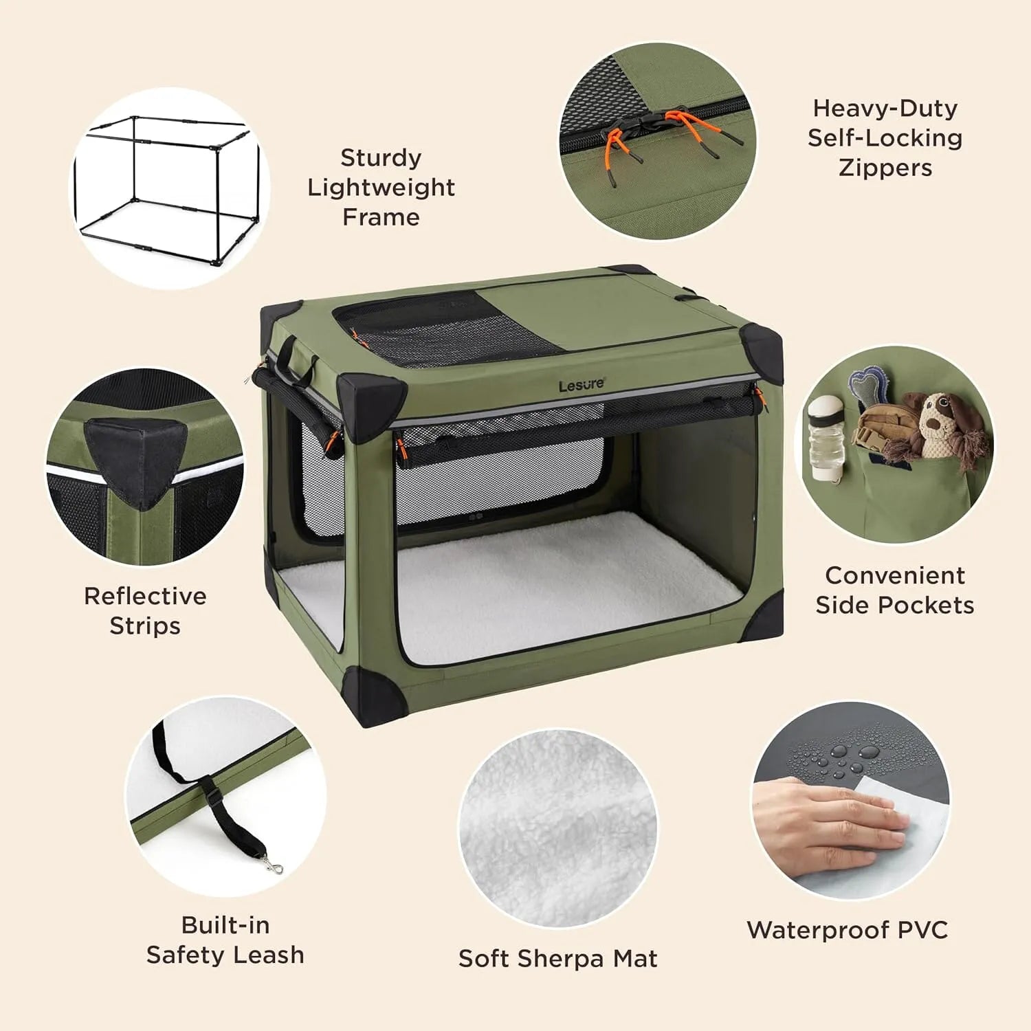 Lesure Soft Collapsible Dog Crate