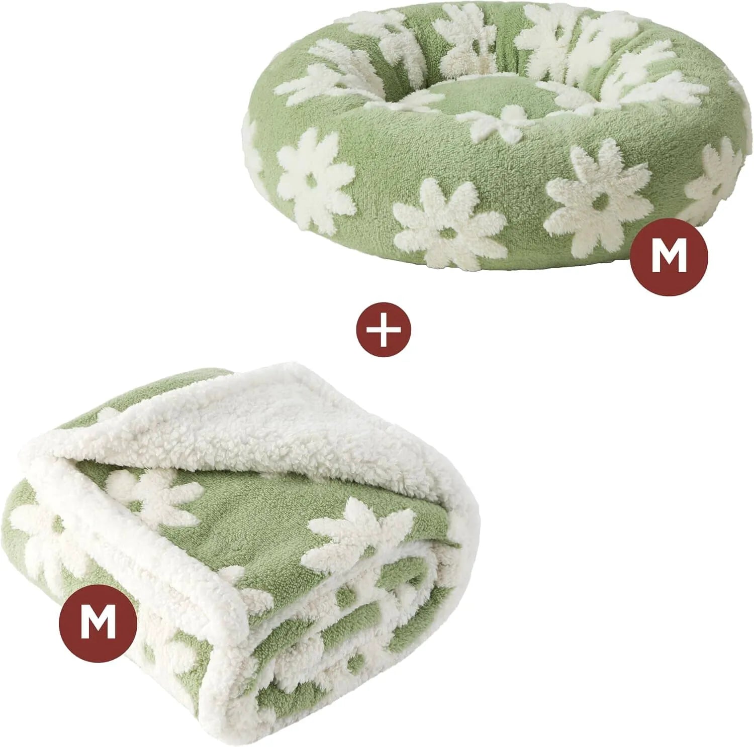 Lesure Calming Donut Bed & Blanket for Dogs and Cats