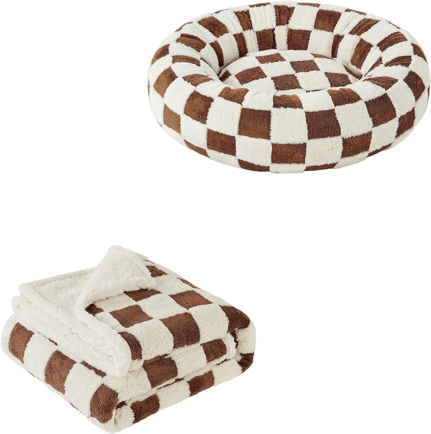 Lesure Calming Donut Bed & Blanket for Dogs and Cats