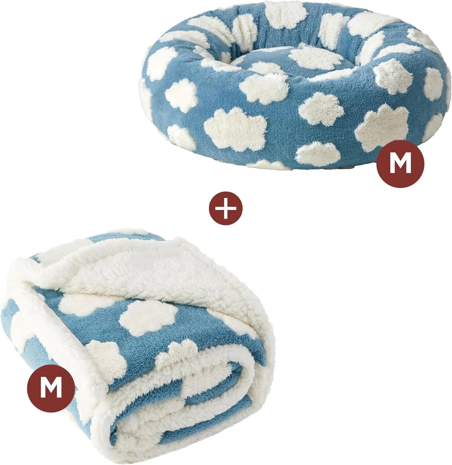 Lesure Calming Donut Bed & Blanket for Dogs and Cats